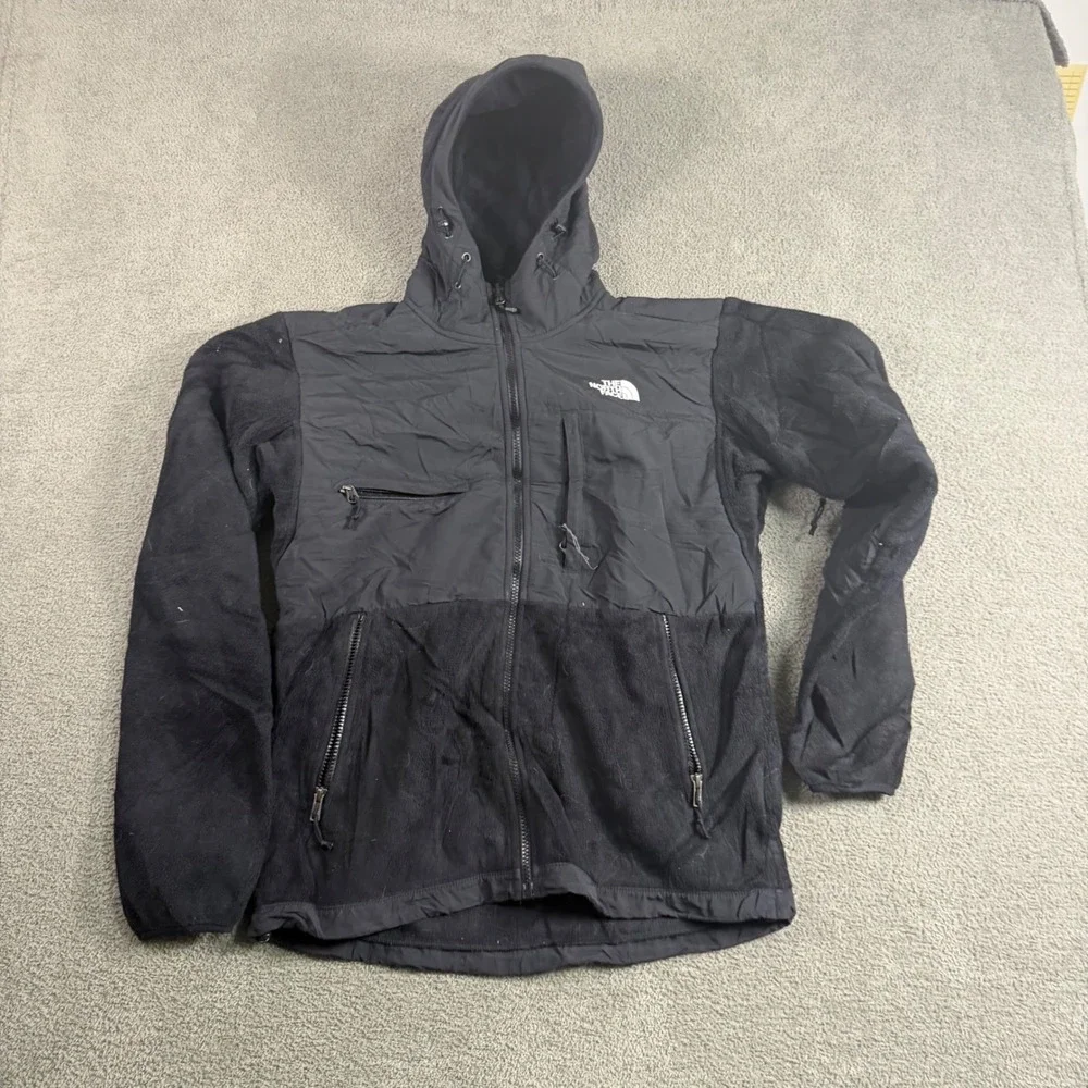 The North Face Denali 2 Hooded Fleece Jacket Mens Small Black Full Zip Hoodie